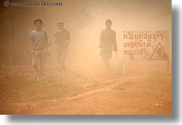 asia, cambodian, dust, horizontal, language, laos, people, rural, signs, villages, walking, photograph