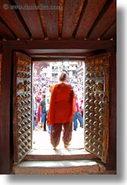 asia, doors, kathmandu, museums, nepal, open, slow exposure, vertical, womens, photograph