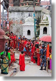 asia, crowds, girls, groups, kathmandu, nepal, pashupatinath, shrine, vertical, photograph