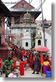 asia, crowds, girls, groups, kathmandu, nepal, pashupatinath, shrine, vertical, photograph