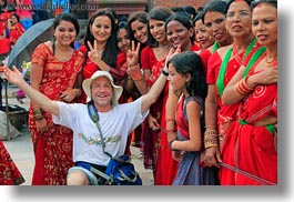 asia, bindi, dans, emotions, girls, groups, hindu, horizontal, jewelry, kathmandu, men, nepal, pashupatinath, people, religious, self-portrait, sindoor, smiles, teenagers, tikka, photograph