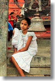 asia, bells, girls, kathmandu, nepal, pashupatinath, vertical, womens, photograph