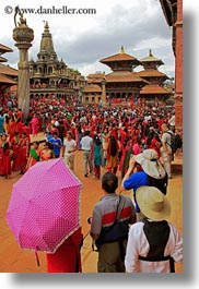 asia, buildings, crowds, kathmandu, nepal, patan darbur square, people, vertical, photograph