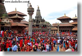 asia, buildings, crowds, horizontal, kathmandu, nepal, patan darbur square, people, photograph
