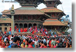 asia, buildings, crowds, horizontal, kathmandu, nepal, patan darbur square, people, photograph