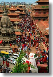 asia, buildings, crowds, kathmandu, nepal, patan darbur square, people, vertical, photograph