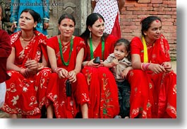 asia, bindi, daughter, earrings, hindu, horizontal, jewelry, kathmandu, mothers, nepal, nose ring, patan darbur square, religious, sindoor, stud, tikka, womens, photograph