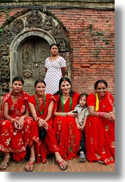 asia, bindi, daughter, earrings, emotions, hindu, jewelry, kathmandu, mothers, nepal, nose ring, patan darbur square, religious, sindoor, smiles, stud, tikka, vertical, womens, photograph