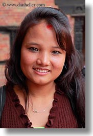 asia, emotions, girls, hindu, jewelry, kathmandu, nepal, nose ring, patan darbur square, people, religious, sindoor, smiles, smiling, teenagers, tikka, vertical, womens, photograph