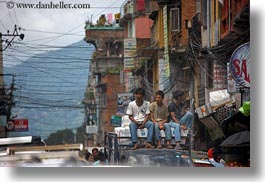 asia, boys, horizontal, kathmandu, nepal, streets, trucks, photograph