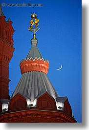asia, buildings, crescent, historical museum, moon, moscow, nature, russia, sky, towers, vertical, photograph