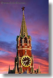 asia, buildings, kremlin, landmarks, moscow, russia, savior, sunsets, towers, vertical, photograph