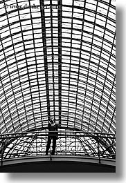asia, black and white, bridge, buildings, moscow, russia, rym shopping mall, vertical, womens, photograph