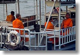 asia, bangkok, boats, horizontal, monks, people, thailand, photograph