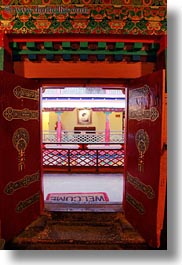 asia, asian, colors, doors, lhasa, mat, ornate, red, style, tibet, vertical, welcome, photograph