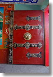 asia, asian, colors, doors, lhasa, red, style, tibet, tibetan, vertical, photograph