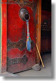 asia, asian, cloths, colors, doors, lhasa, red, ropes, style, tibet, vertical, woods, photograph
