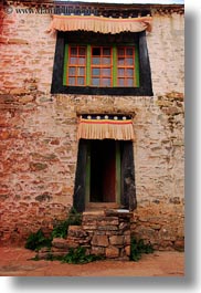 asia, awnings, doors, ganden monastery, lhasa, tibet, vertical, windows, photograph
