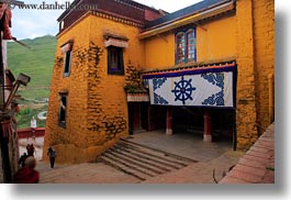 asia, doors, ganden monastery, horizontal, lhasa, stairs, tibet, windows, photograph