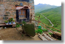 asia, ganden monastery, horizontal, landscapes, lhasa, tibet, windows, photograph