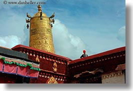 asia, buddhist, clouds, golden, horizontal, jokhang temple, lhasa, nature, religious, roofs, sky, temples, tibet, towers, photograph