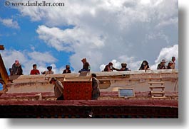 asia, clouds, horizontal, jokhang temple, lhasa, nature, people, roofs, sky, tibet, working, photograph