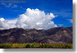 asia, clouds, horizontal, landscapes, lhasa, mountains, tibet, photograph