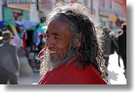 asia, horizontal, lhasa, men, old, people, smiling, tibet, photograph