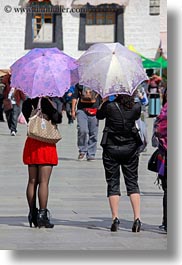 asia, heels, high, lhasa, people, tibet, umbrellas, vertical, womens, photograph