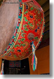 asia, colorful, drums, lhasa, potala, tibet, vertical, photograph
