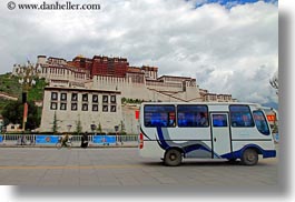 asia, bus, clouds, horizontal, lhasa, nature, palace, potala, sky, tibet, photograph