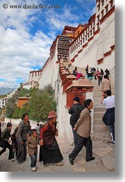 asia, clouds, lhasa, nature, people, potala, sky, stairs, tibet, vertical, walking, photograph