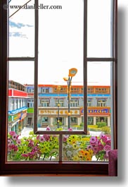 asia, buildings, lhasa, plants, tibet, vertical, windows, photograph