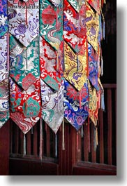 asia, asian, buddhist symbols, colorful, silk, style, tan druk temple, tibet, vertical, photograph