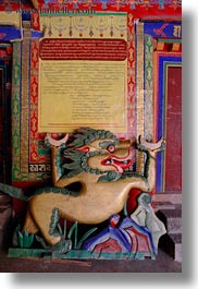 asia, asian, buddhist symbols, dragons, style, tan druk temple, tibet, vertical, photograph