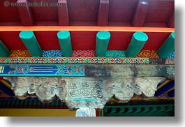 asia, asian, beams, ceilings, colorful, horizontal, interiors, style, tan druk temple, tibet, photograph