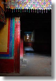 asia, asian, dark, hallway, interiors, style, tan druk temple, tibet, vertical, photograph