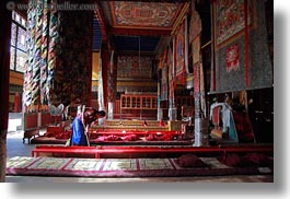 asia, asian, floors, horizontal, monks, mopping, people, style, tan druk temple, temples, tibet, photograph