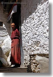 asia, doors, monks, riwodechen monastery, tibet, vertical, yarlung valley, photograph