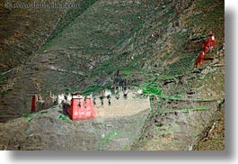 architectural ruins, asia, horizontal, mountains, riwodechen monastery, tibet, yarlung valley, photograph