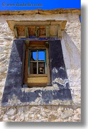 asia, old, riwodechen monastery, tibet, vertical, windows, yarlung valley, photograph