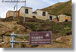 asia, horizontal, monastery, riwodechen, riwodechen monastery, signs, tibet, yarlung valley, photograph