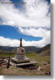 asia, clouds, nature, riwodechen monastery, sky, stupas, tibet, vertical, yarlung valley, photograph