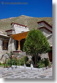asia, facades, riwodechen monastery, temples, tibet, vertical, yarlung valley, photograph