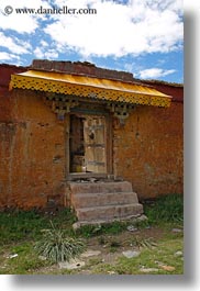 asia, awnings, doors, scenics, tibet, vertical, yarlung valley, yellow, photograph