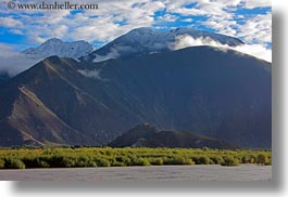 asia, grass, horizontal, mountains, scenics, snow, tibet, yarlung valley, photograph