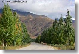 asia, horizontal, mountains, roads, scenics, tibet, trees, yarlung valley, photograph