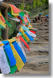 asia, flags, landscapes, paths, prayers, tibet, vertical, yumbulagang, photograph