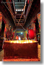 asia, candles, inside, temples, tibet, vertical, yumbulagang, yumbulagang temple, photograph
