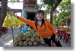 asia, asian, girls, ha long bay, horizontal, oranges, people, sweater, vietnam, photograph